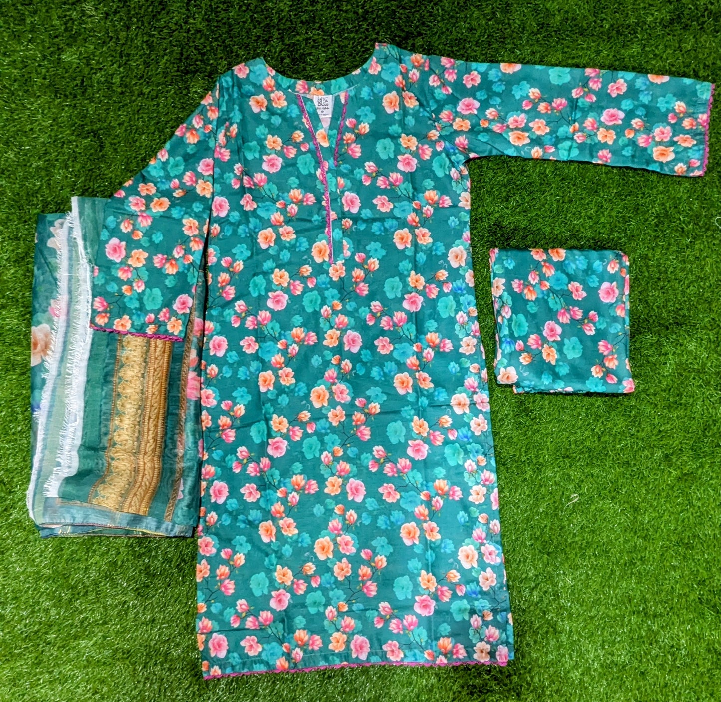 Stitched Swiss Lawn 3 Piece with Diamond Duppata & Trauser