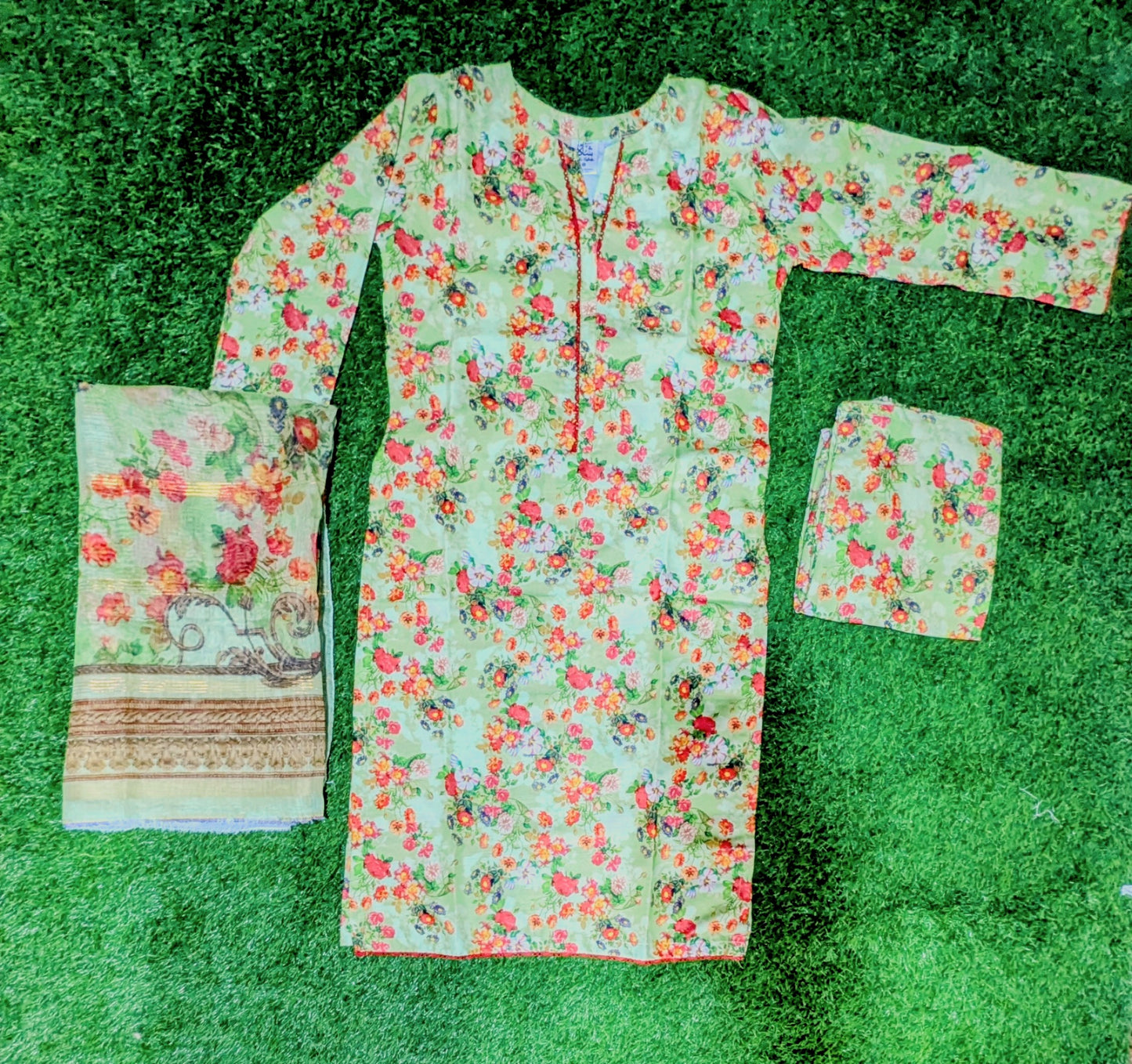 Stitched Swiss Lawn 3 Piece with Diamond Duppata & Trauser