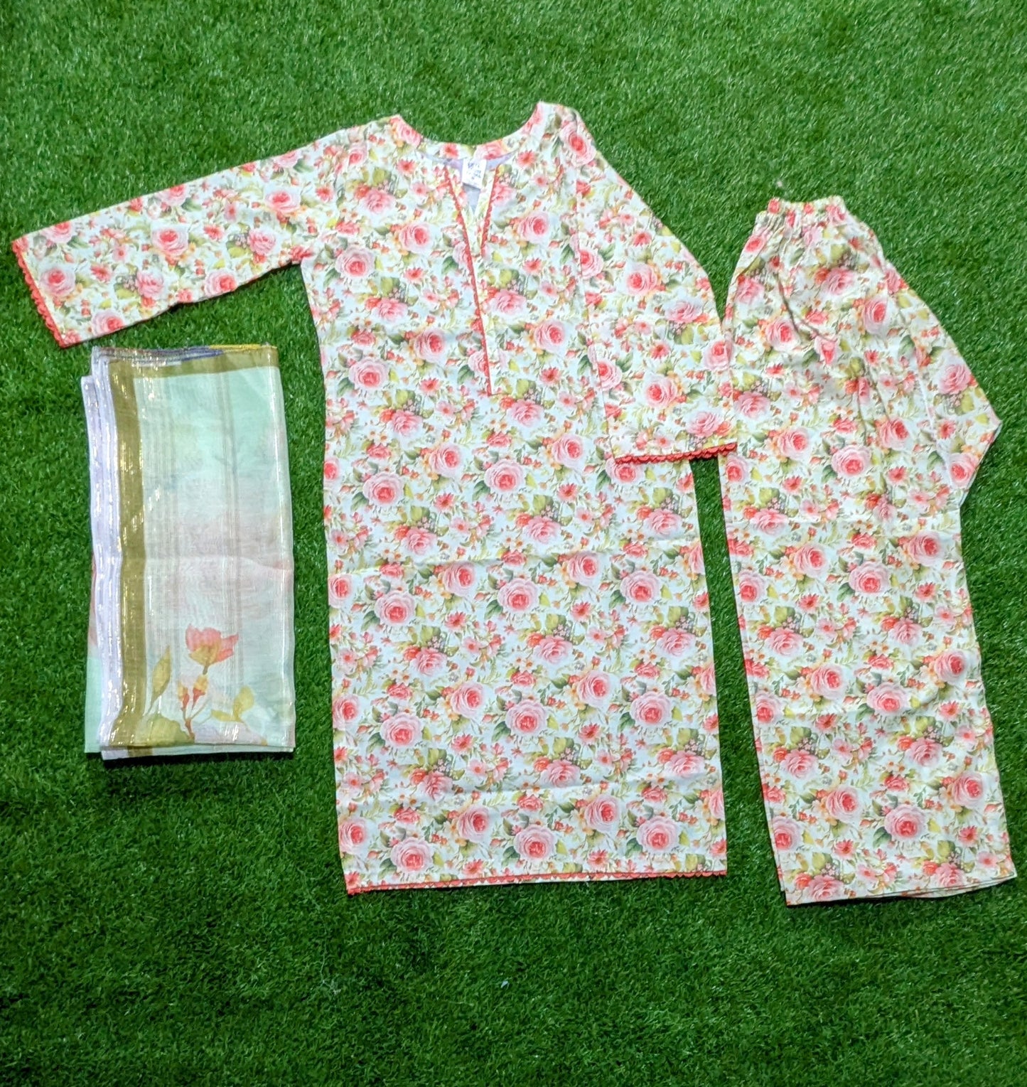 Stitched Swiss Lawn 3 Piece with Diamond Duppata & Plazo