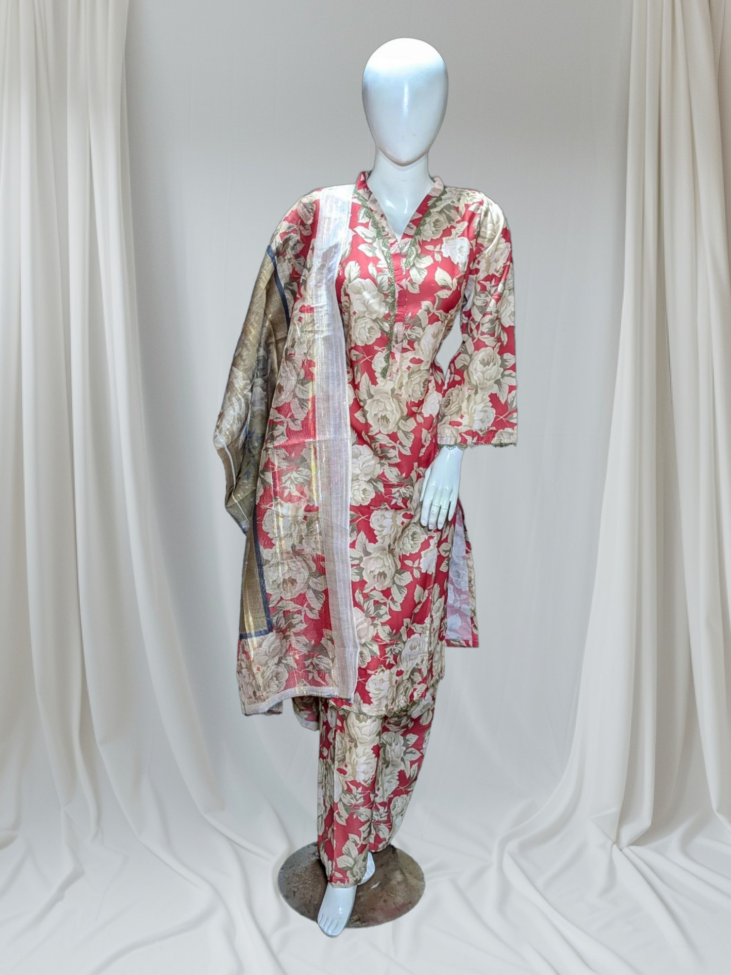 Stitched Swiss Lawn 3 Piece with Diamond Duppata & Plazo