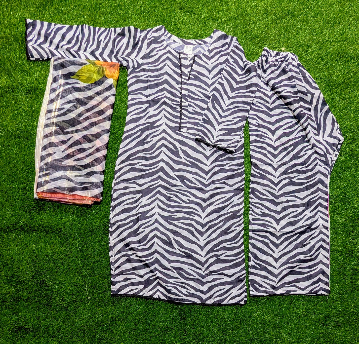 Stitched Swiss Lawn 3 Piece with Diamond Duppata & Plazo