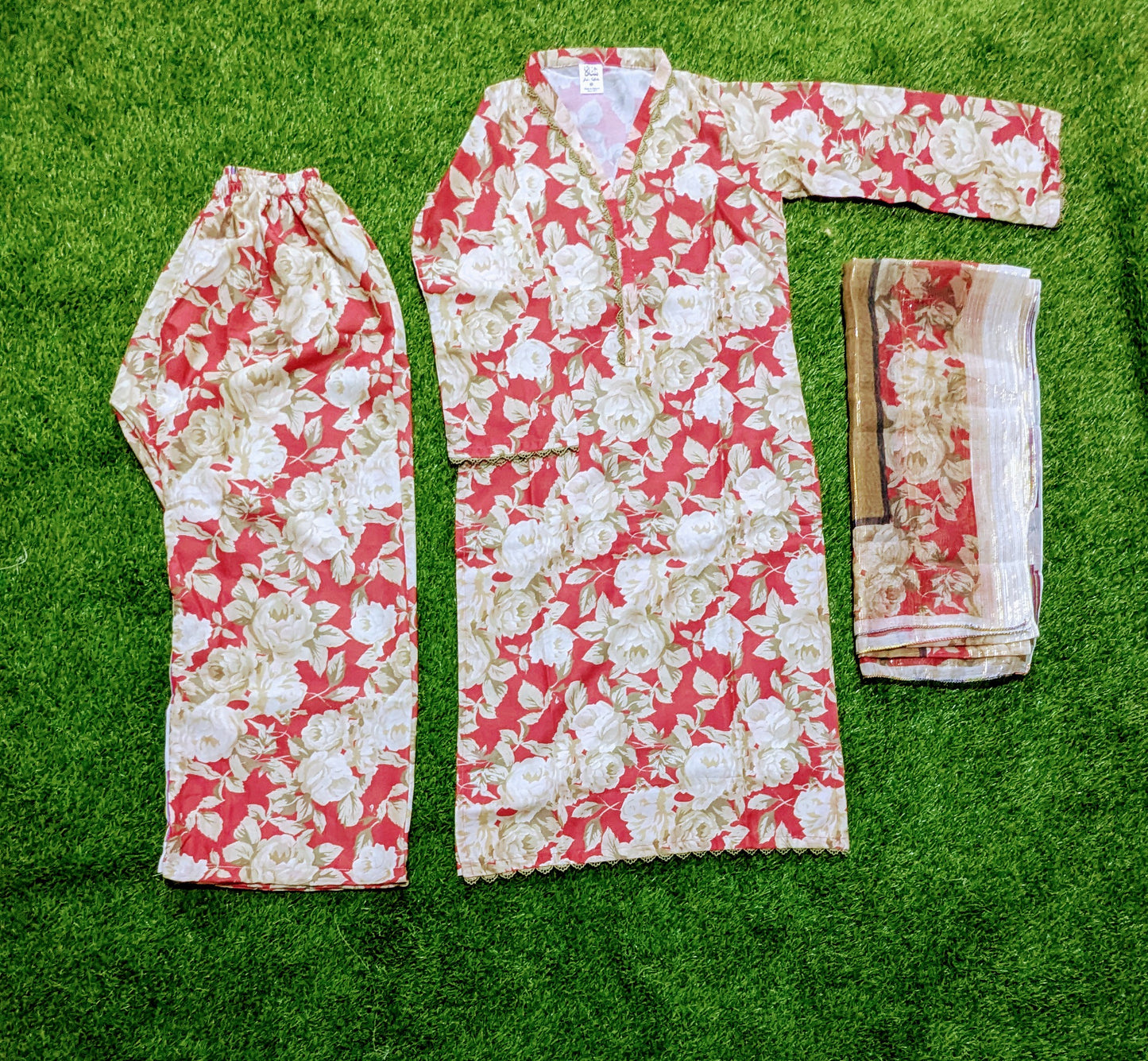 Stitched Swiss Lawn 3 Piece with Diamond Duppata & Plazo