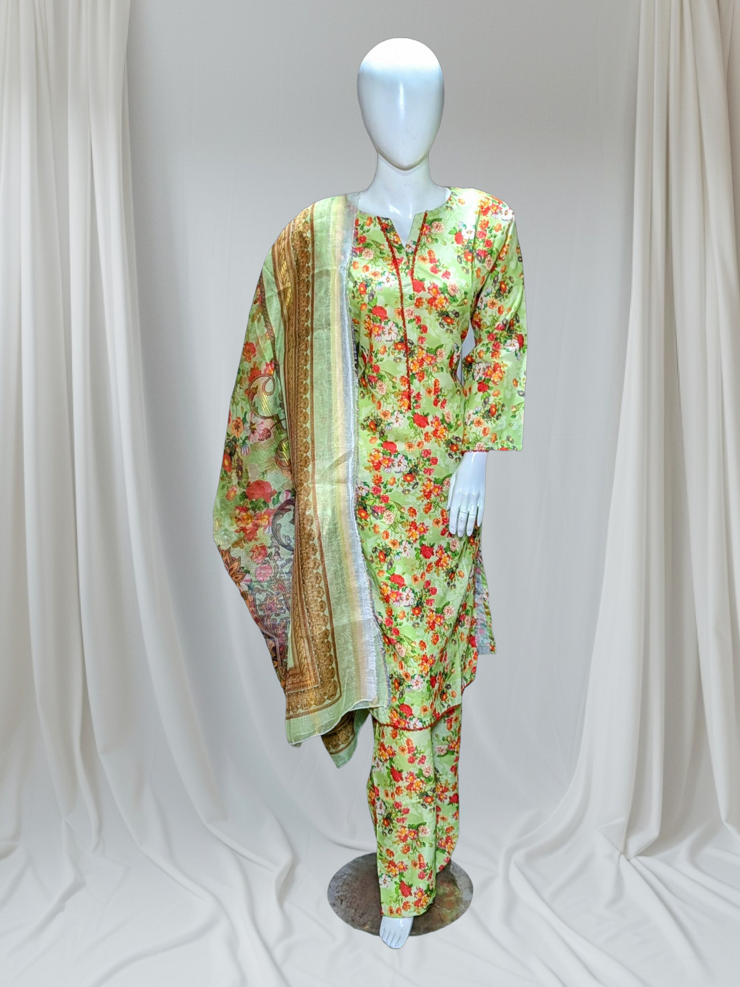 Stitched Swiss Lawn 3 Piece with Diamond Duppata & Trauser