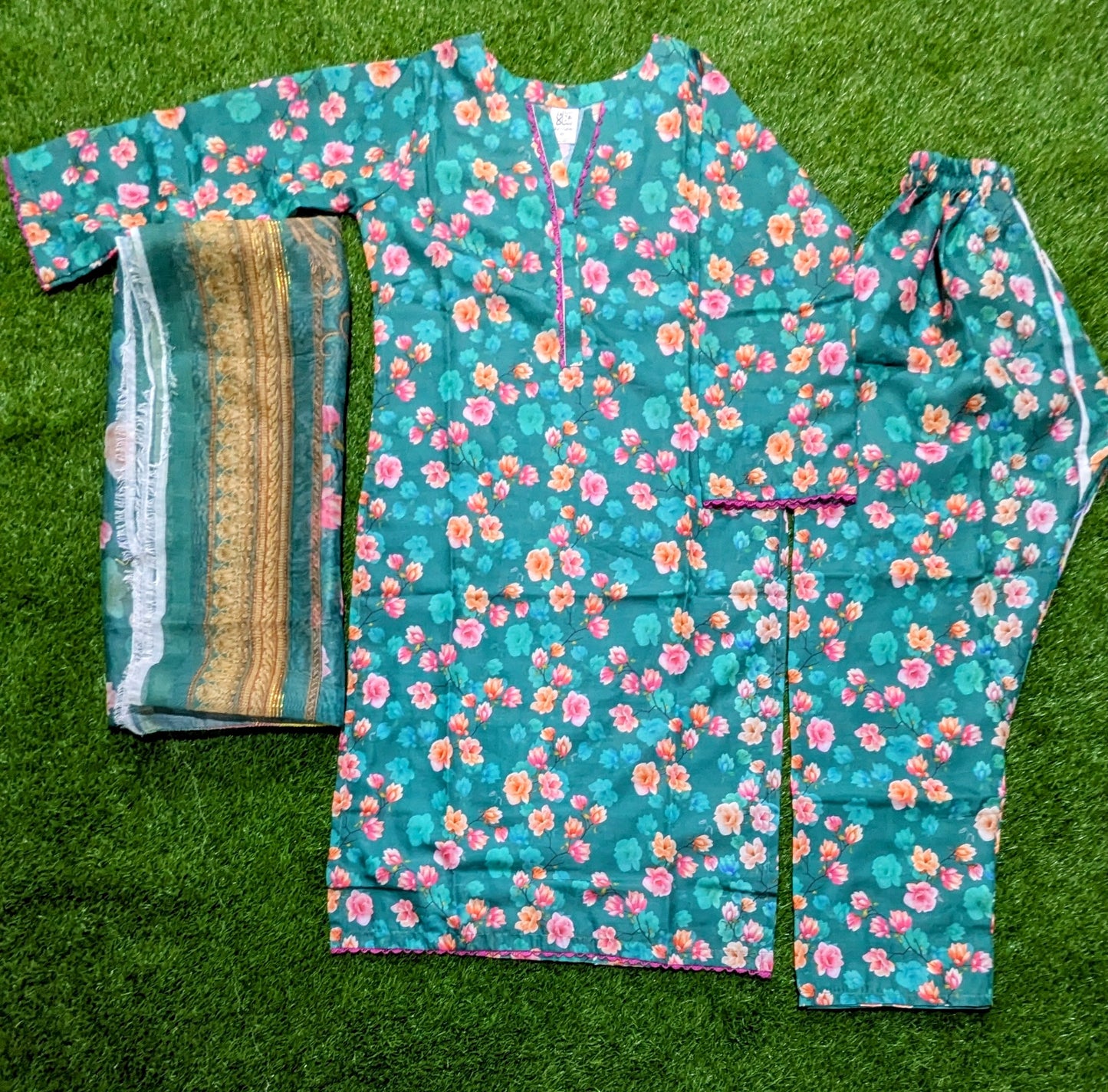 Stitched Swiss Lawn 3 Piece with Diamond Duppata & Trauser