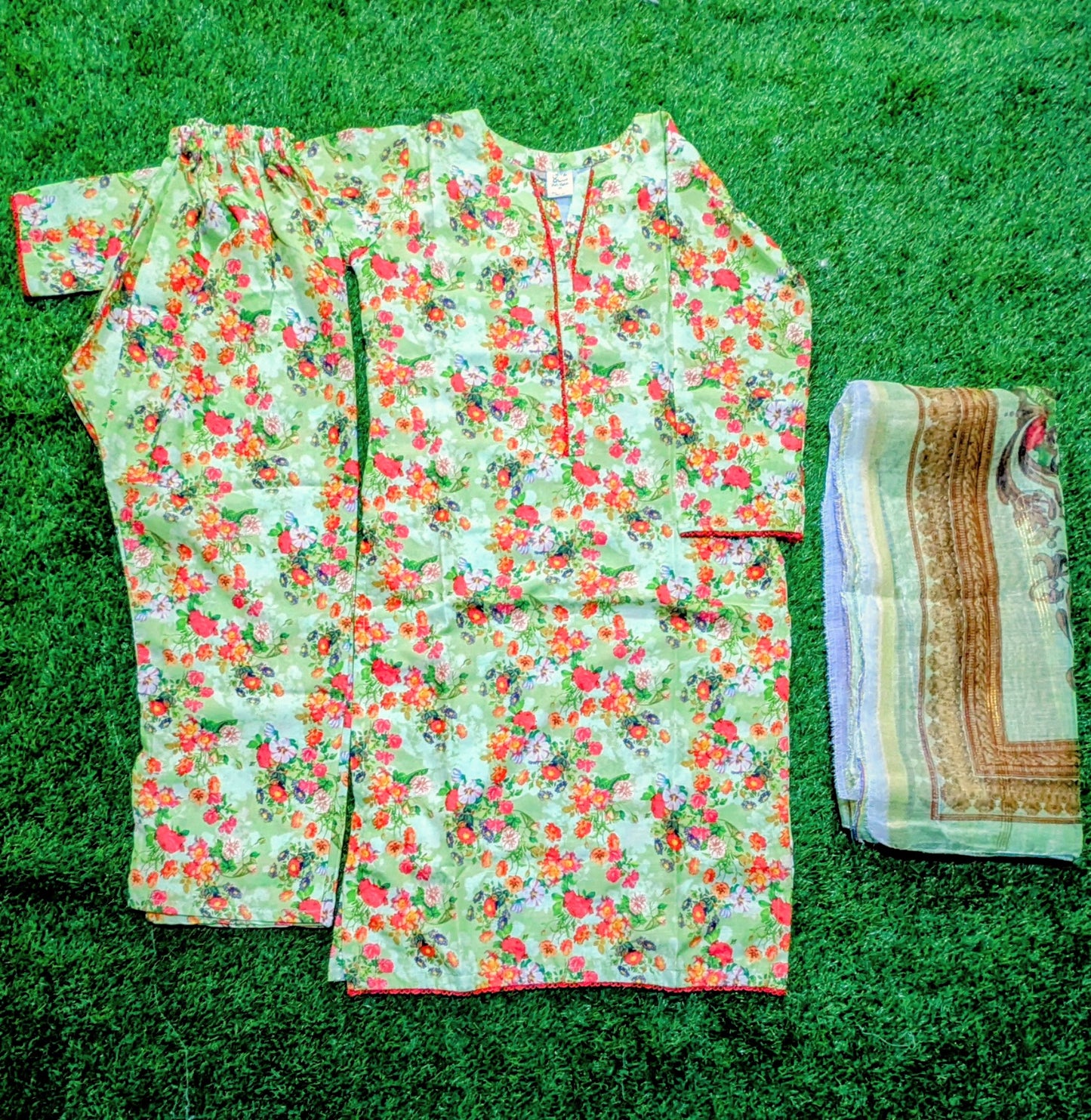 Stitched Swiss Lawn 3 Piece with Diamond Duppata & Trauser